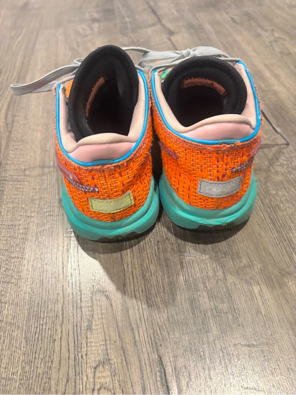 Nike Jordan Kids Orange Athletic Sneakers with Neon Green Accents